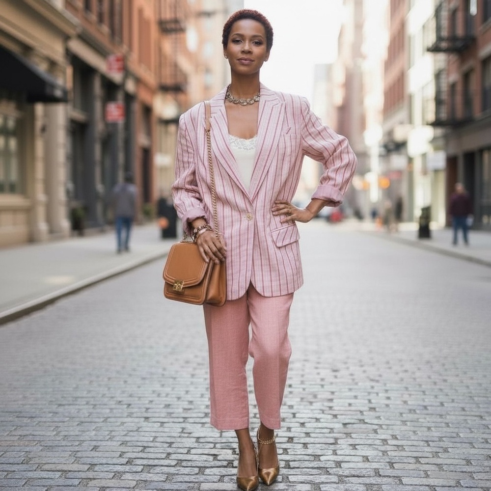 Apostrophe Pink and White Women's Blazer☑️